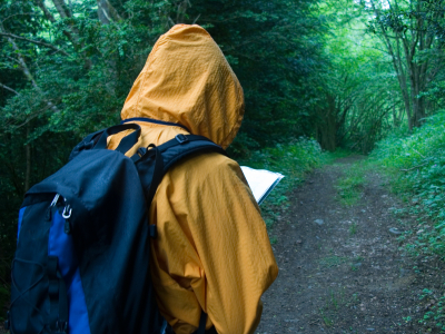 Hiker in the rain, Copyright Auke Holwerde, used by permission, iStockPhoto